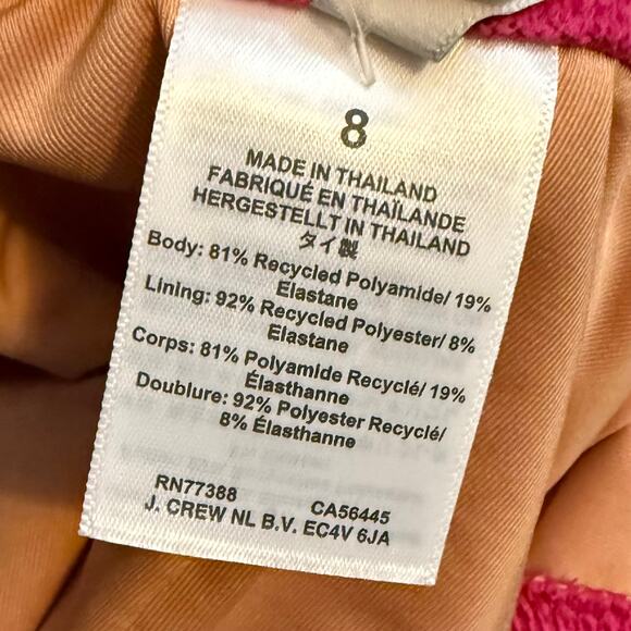 J Crew Women 8 Pink Cut out Bow Ribbed Low Back One Piece Swim Suit Bathing Suit - Picture 7 of 8